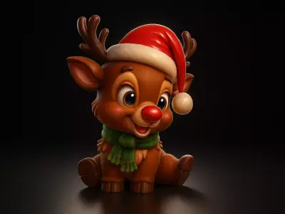 Christmas Reindeer Model Cute Holiday Rudolph Figurine  3D print model