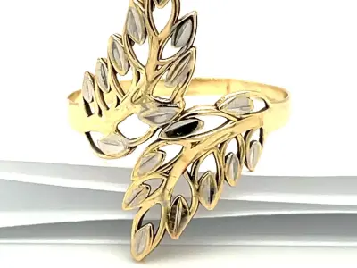 Double Leaf Ring Yellow Gold Womens 3DM 3D print model