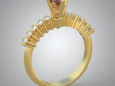Diamond ring 0434 3D printable model Free 3D print model