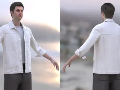 Man - Casual Outfit 10 - Modular - Rigged Low-poly 3D model