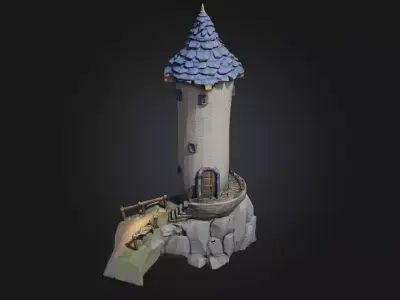 Enchanted Tower  A Mystical Retreat Above the Clouds 3D model