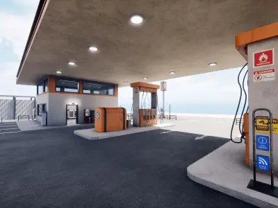 Gas Station  Low-poly 3D model