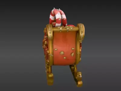 Christmas Candy Gift Sleigh Holiday Candy Sleigh 3D Model  Low-poly 3D model