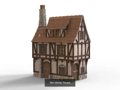 Medieval village - Orange Meadow  3D Model Collection