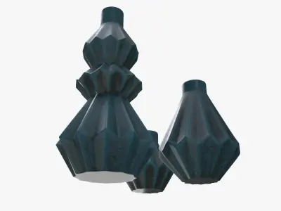 Stone vases shelf decoration 3D model