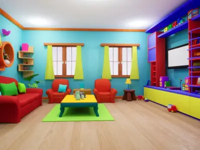 Asset - Cartoons - House - Livingroom  3D model