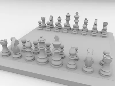 Chessboard chess board with pieces 3D model