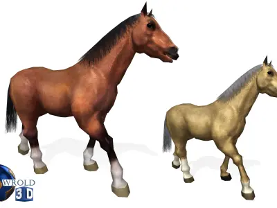 Lowpoly Horse Collection Pack Rigged-Animated 3d model Low-poly 3D model