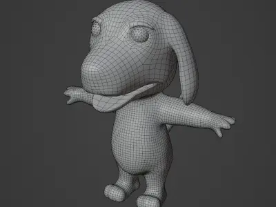 Cartoon Hound Dog Rigged Base Mesh 3D Model Low-poly 3D model