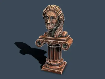 Pedestal bronze 3 Low-poly 3D model
