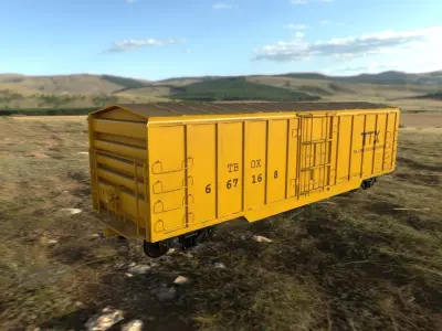Train Box car Low-poly 3D model Low-poly 3D model