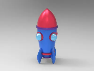 Retro Space Rocket Cartoon  Free low-poly 3D model