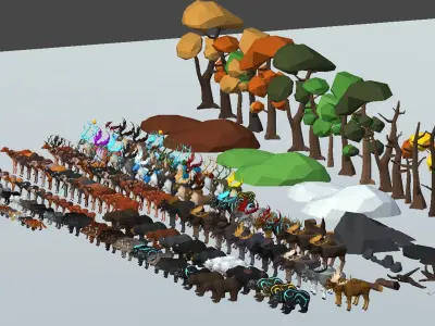 LowPoly Wild Animals pack Low-poly 3D model