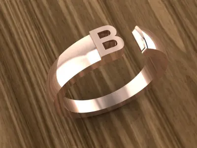 Alphabet Ring B 3D print model