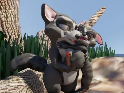 RaccoonToon and Child 3D model