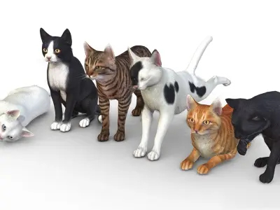 Cats - Simple Low-poly 3D model