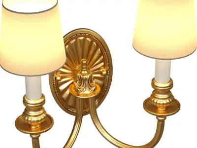 Golden sconce in classic MARINER style Two-horn wall lamp 3D model