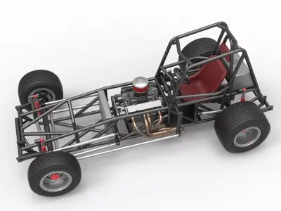 Vintage Dirt Modified stock car Base Version 2 Scale 1 to 25 3D print model