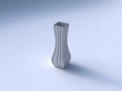 Vase larger opening rectangle with smooth vertical ribbons  3D print model