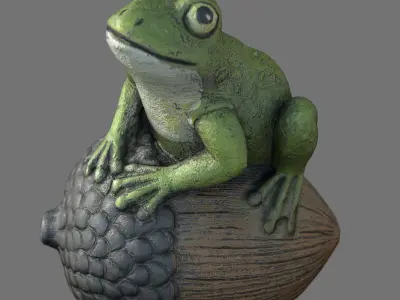 Frog On Acorn Low-poly 3D model