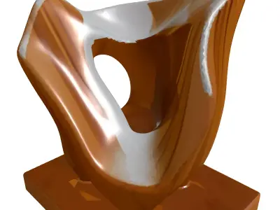 Modern Abstract Wooden Art Sculpture Low-poly 3D model