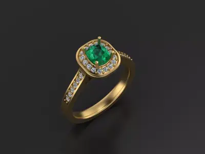 Elegant Emerald and Diamond Ring Free 3D print model