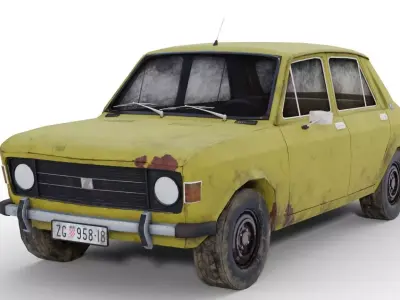 Yugo Zastava Old Rusty Car Low Poly Low-poly 3D model