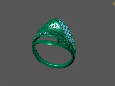 Women Ring With Stone Diamond Ready STL 3DM Models Womens Rings 3D print model 22