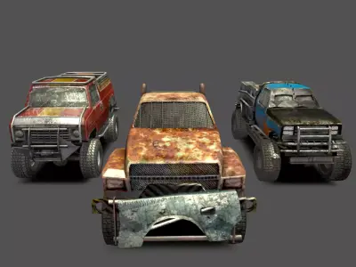 Derby trucks pack Low-poly 3D model