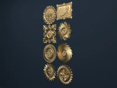 Collection of mirrors 3D model 01 3D model