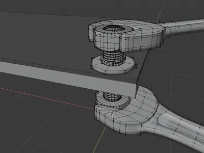 Wrench with bolt and nut 3D model