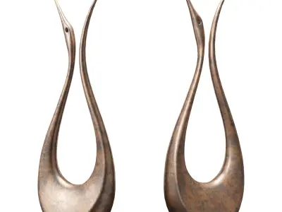 Lyrebird 2 Big Contemporary Abstract Yard statue 3D model