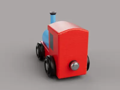 Wooden Toy Train - Engine - Game Ready Low-poly 3D model