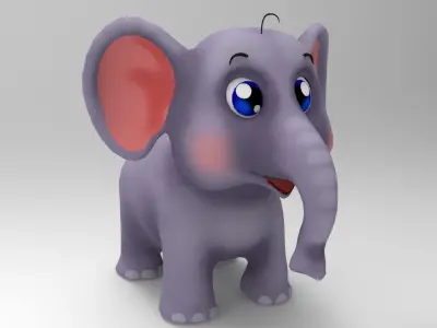 Elephant Cartoon Low-poly 3D model get
