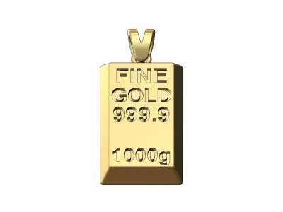 Gold bar with engravings pendant charm 3D print model