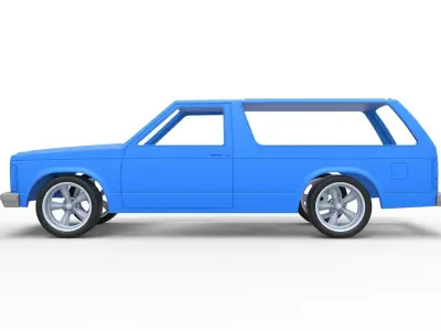 Shell and wheels Chevrolet S10 Blazer 1991 Scale 1 to 25 3D print model