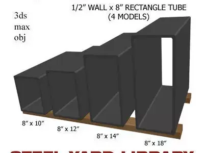 1 2in Wall x8in Rectangle Tube 3D model
