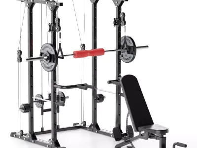 Gym Equipment Black Rack Bundle Low-poly 3D model