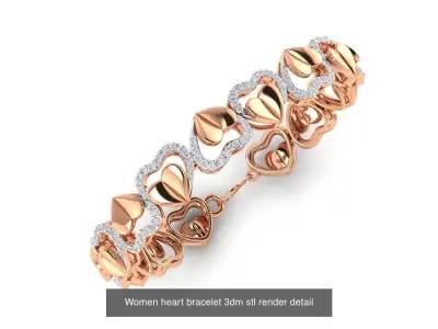 Heart Pendant Ring Bracelet 3dm stl renders details 3D Model Pack