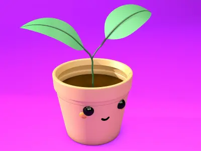 Cute Pot Plant 3D model