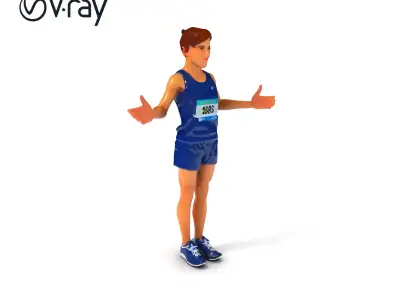 Dynamic Marathon Runner D Character Model  Fully Rigged and A... Low-poly 3D model