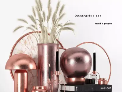 Decori Candle And Pampas 3D model