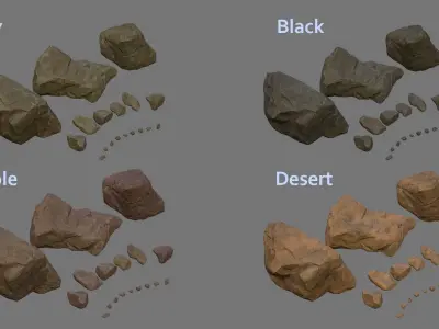 Rocks GameReady Unreal Engine 4 Low-poly 3D model