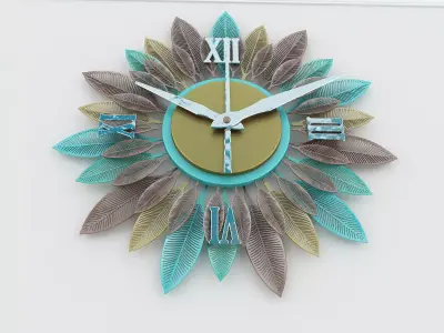 Decorative Metal Clock plants with gold   M 15 3D model