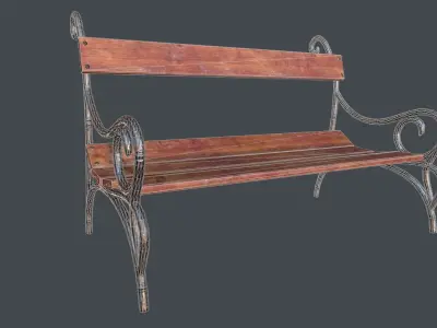 Old Park Bench Low-poly 3D model