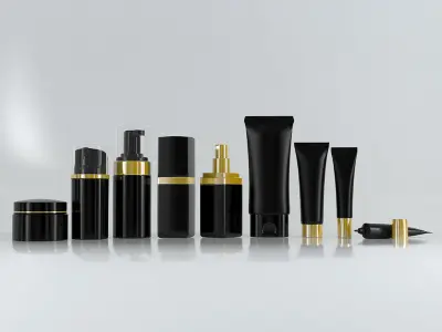 Cosmetic Bottle and Tube Set 3D model