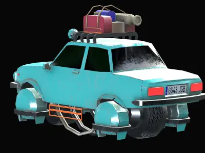 Flying  low poly car  3D model