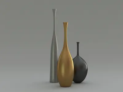 The sleek Reid  Ryan and Regan Vases 3D model
