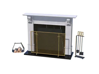 Fireplace Mantel Collection Low-poly 3D model