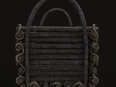 Primitive Stick Made Basket Low-poly 3D model